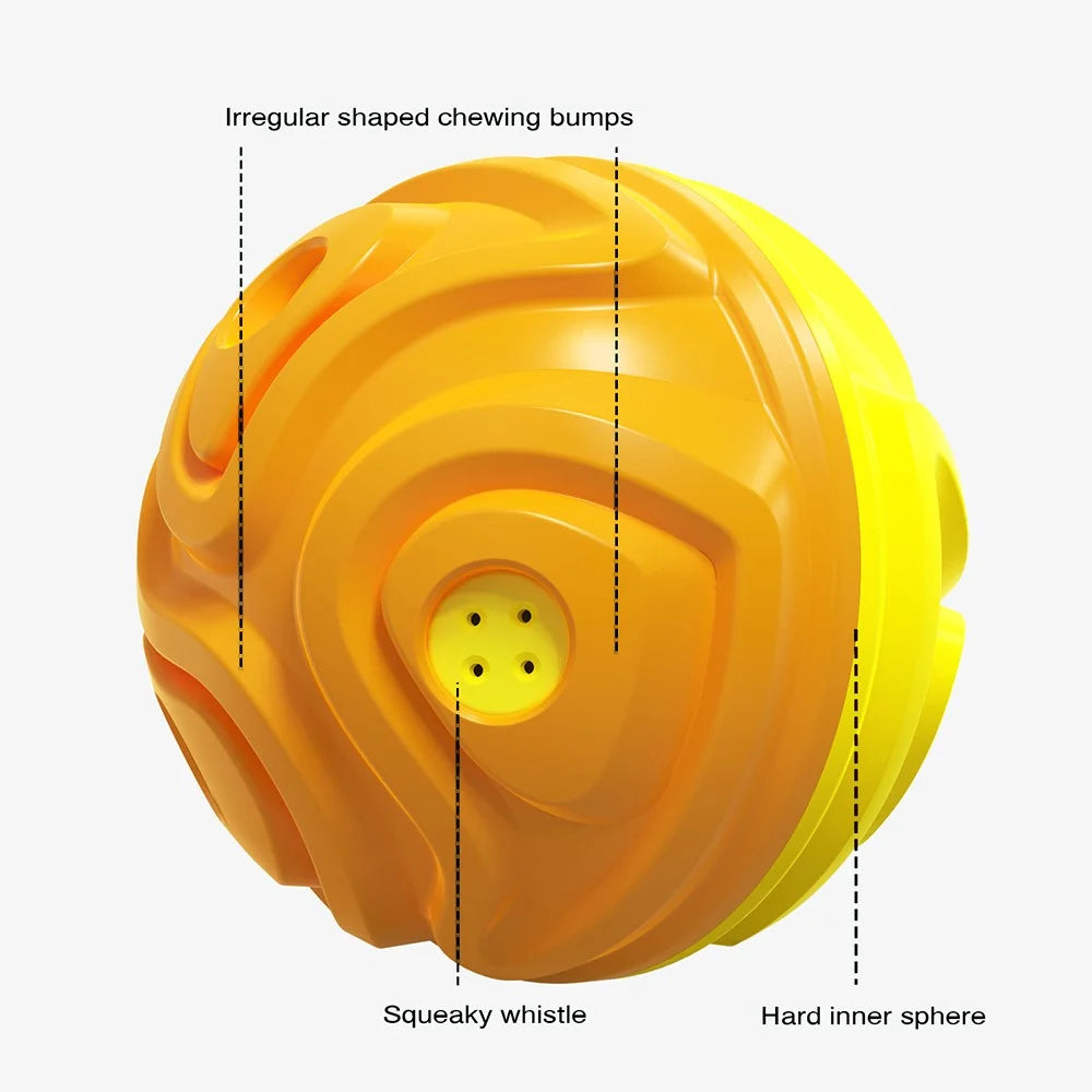 YSQ-03 TPR Pet Squeaky Toy Gift for Puppy Dog Chew Toy with Sound Teething Teeth Cleaning Ball Tool for Dog Teeth Grinding (with FDA, BPA-Free) - Yellow / Orange - 3