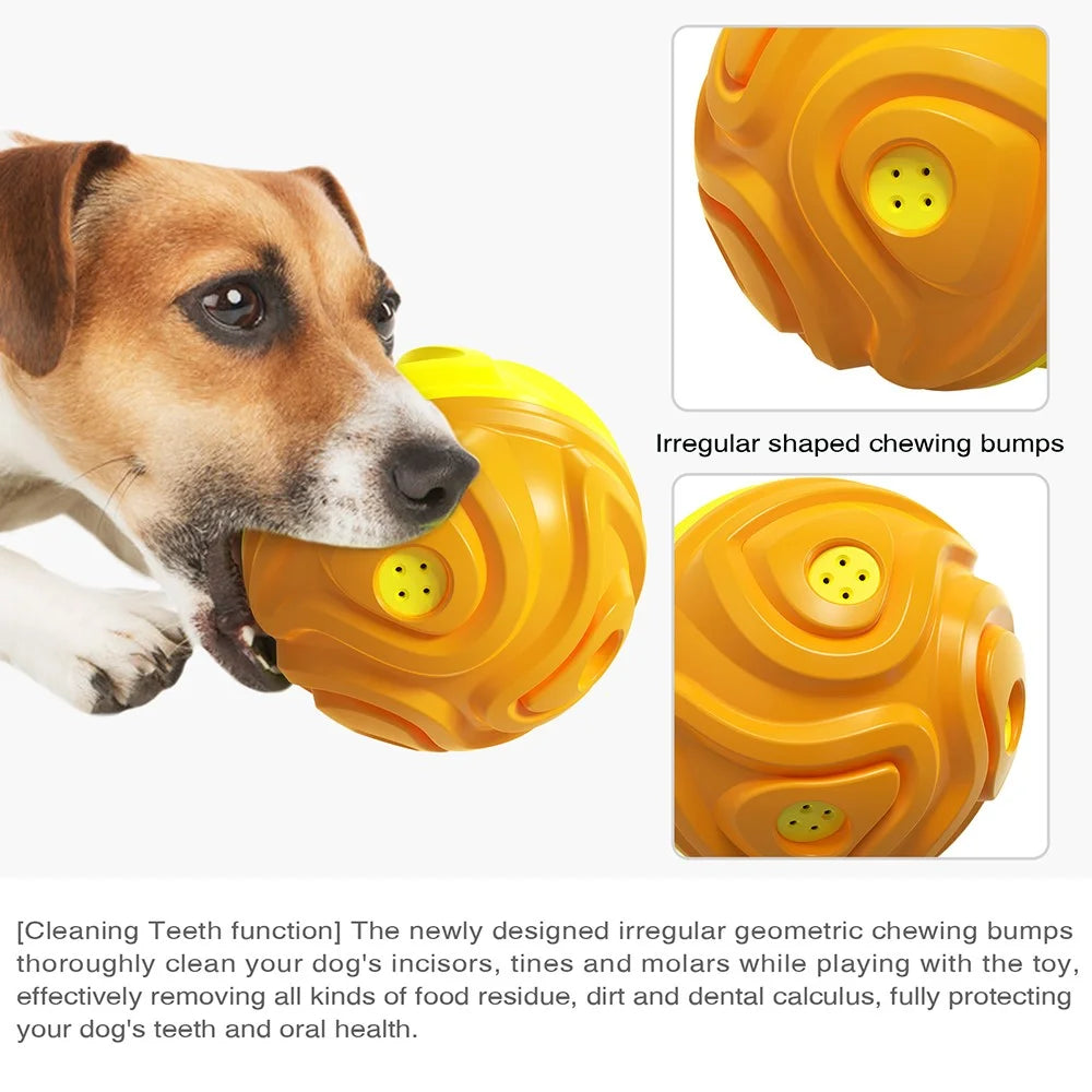 YSQ-03 TPR Pet Squeaky Toy Gift for Puppy Dog Chew Toy with Sound Teething Teeth Cleaning Ball Tool for Dog Teeth Grinding (with FDA, BPA-Free) - Yellow / Orange - 4