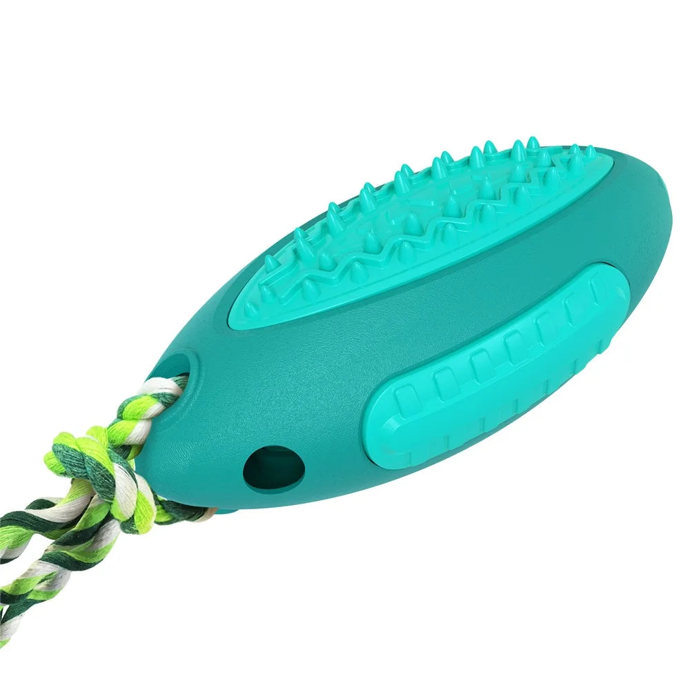 GLQ-05 Food Treat Dispensing Dogs Chew Toy Gift TPR Pet Squeaky Toy with Sound for Dog Cleaning Teeth Rugby Ball Tool (With CE / CPC / FDA / ROHS, BPA-Free) - Lake Blue - 2
