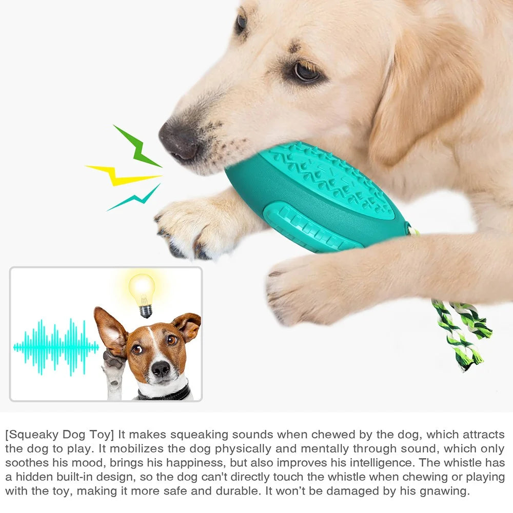 GLQ-05 Food Treat Dispensing Dogs Chew Toy Gift TPR Pet Squeaky Toy with Sound for Dog Cleaning Teeth Rugby Ball Tool (With CE / CPC / FDA / ROHS, BPA-Free) - Lake Blue - 5