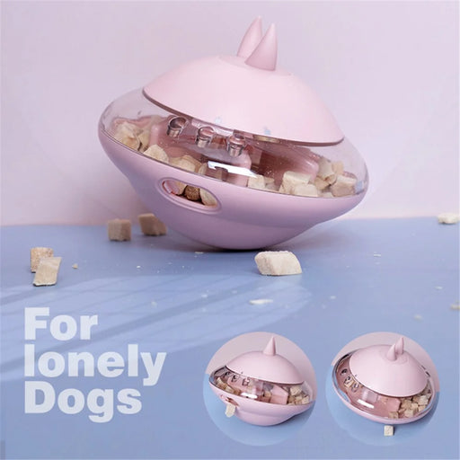 AIWO Interactive Dog Toy Treat Dispenser Pet Puppy Ball UFO Shaped Toy Food Slow Feeder (BPA-Free, No FDA Certified) - Pink - 2
