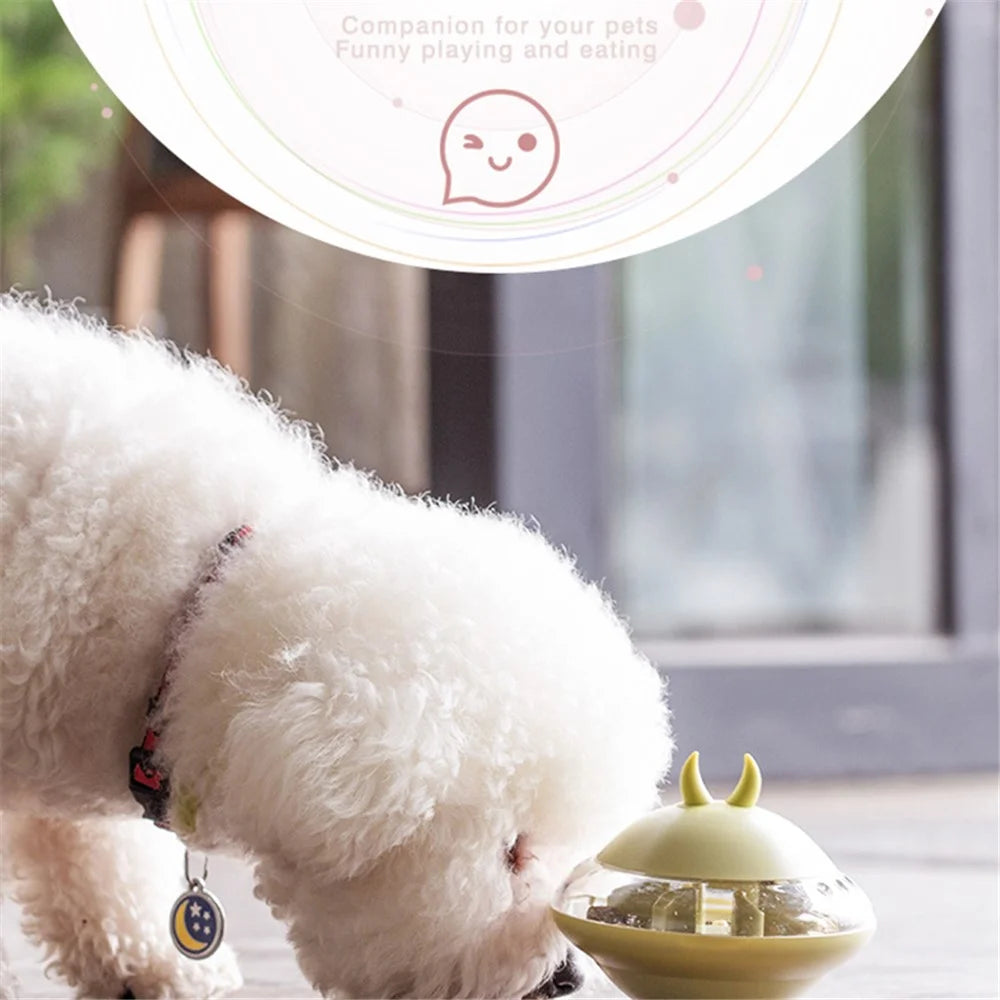 AIWO Interactive Dog Toy Treat Dispenser Pet Puppy Ball UFO Shaped Toy Food Slow Feeder (BPA-Free, No FDA Certified) - Pink - 3