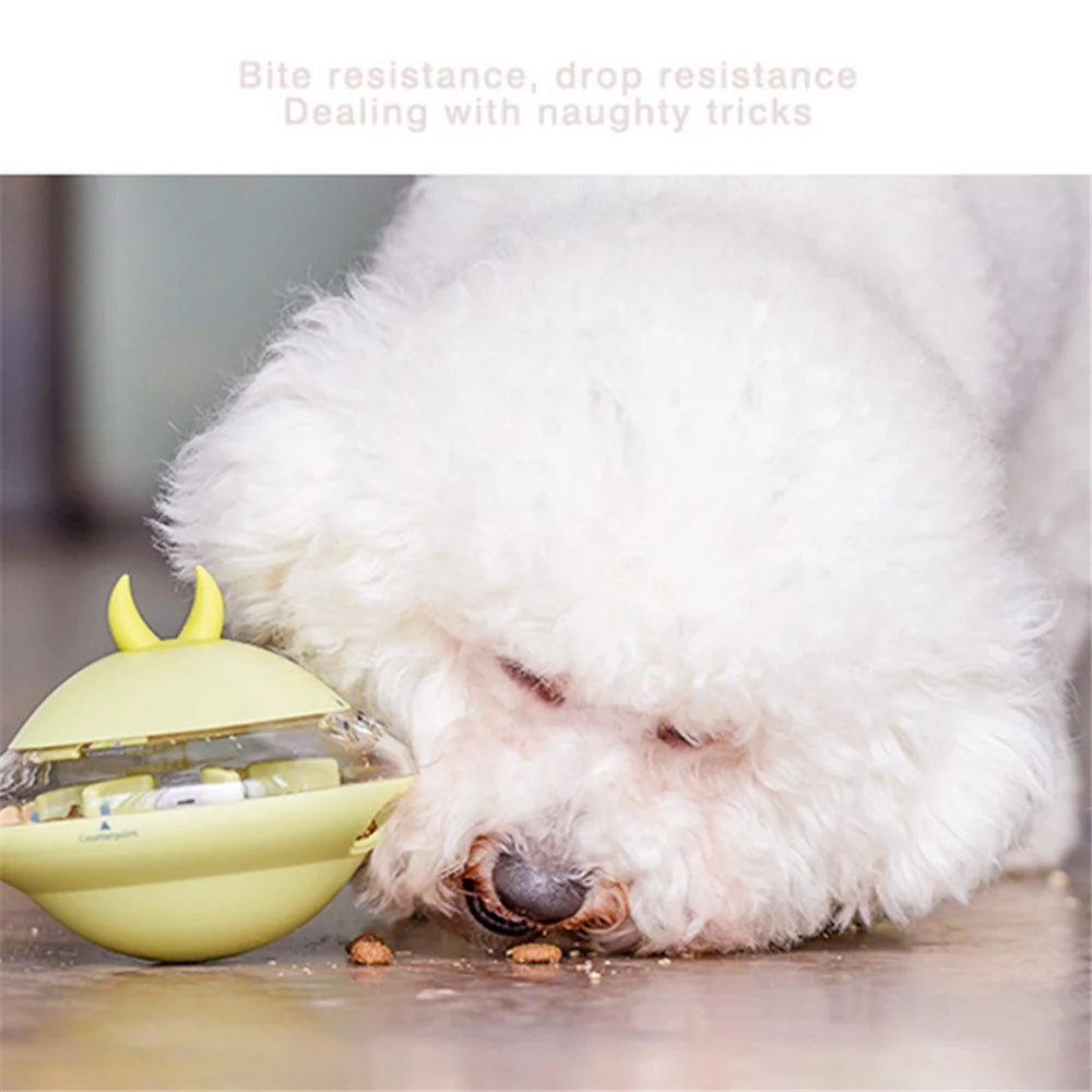 AIWO Interactive Dog Toy Treat Dispenser Pet Puppy Ball UFO Shaped Toy Food Slow Feeder (BPA-Free, No FDA Certified) - Pink - 6