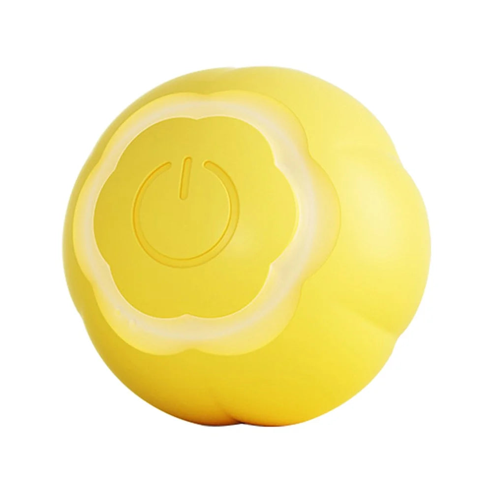 AIWO Pet Smart Rolling Ball Cat Teaser Bite Resistant Dog Interactive Training Toy - Floral / Yellow - 1