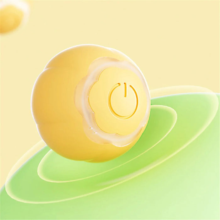 AIWO Pet Smart Rolling Ball Cat Teaser Bite Resistant Dog Interactive Training Toy - Floral / Yellow - 6