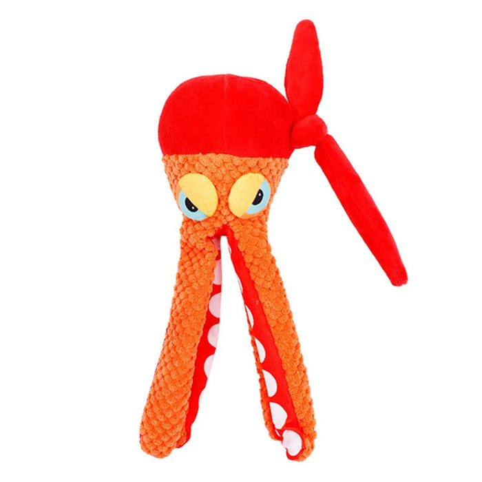 Octopus Style Interactive Dog Toy Bite Resistant Squeaking Cleaning Teeth Pet Puppy Plush Toy ST - 1