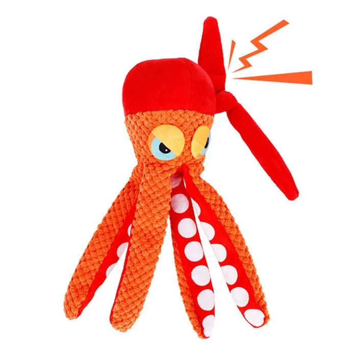 Octopus Style Interactive Dog Toy Bite Resistant Squeaking Cleaning Teeth Pet Puppy Plush Toy ST - 3