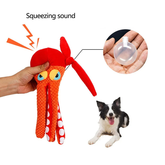 Octopus Style Interactive Dog Toy Bite Resistant Squeaking Cleaning Teeth Pet Puppy Plush Toy ST - 4