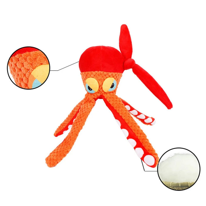 Octopus Style Interactive Dog Toy Bite Resistant Squeaking Cleaning Teeth Pet Puppy Plush Toy ST - 5