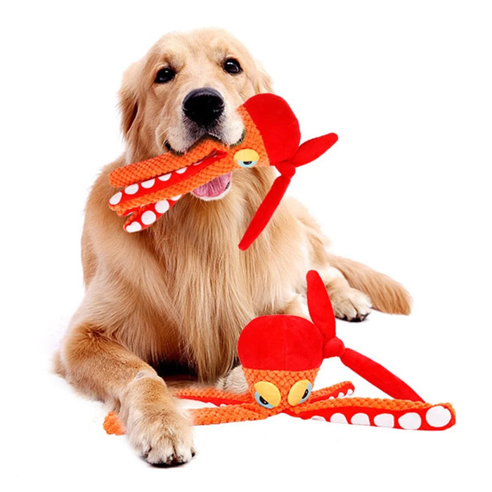 Octopus Style Interactive Dog Toy Bite Resistant Squeaking Cleaning Teeth Pet Puppy Plush Toy ST - 6