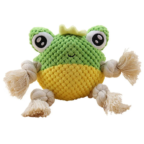 Bite Training Tug Interactive Plush Toy Pet Dog Squeaking Sound Chewing Toy ST  - Frog - 1