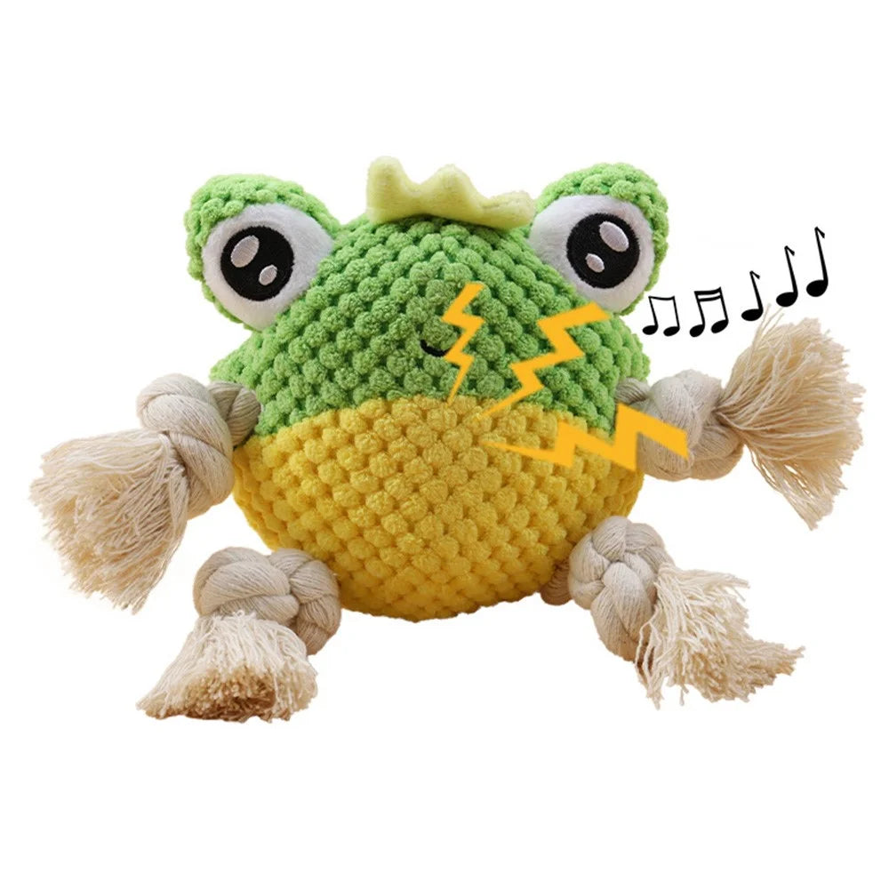 Bite Training Tug Interactive Plush Toy Pet Dog Squeaking Sound Chewing Toy ST  - Frog - 2