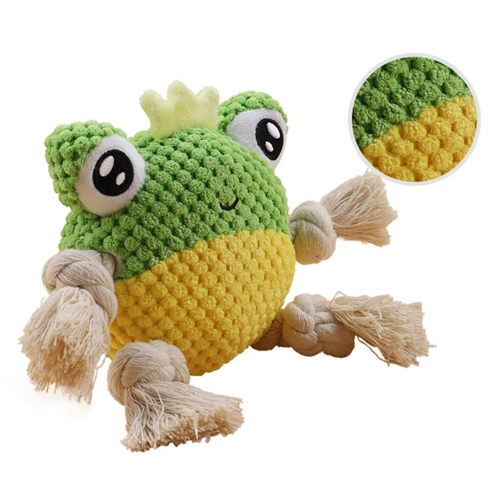 Bite Training Tug Interactive Plush Toy Pet Dog Squeaking Sound Chewing Toy ST  - Frog - 3