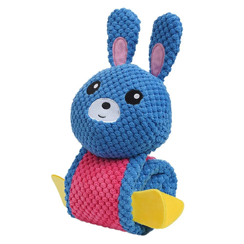 Rabbit Design Leaky Food Sniffing Dog Puzzle Plush Toy Chewing Cleaning Teeth Pet Squeak Toy ST - Blue - 1