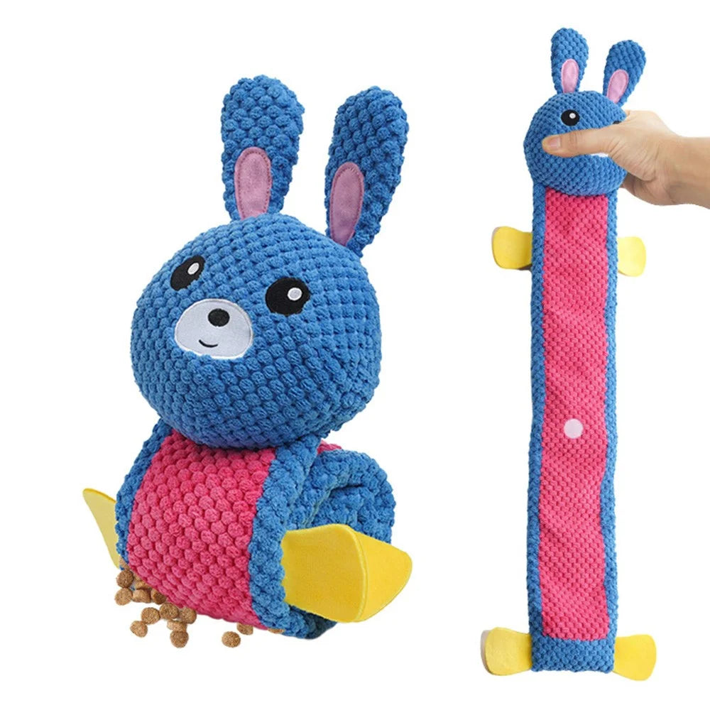Rabbit Design Leaky Food Sniffing Dog Puzzle Plush Toy Chewing Cleaning Teeth Pet Squeak Toy ST - Blue - 2