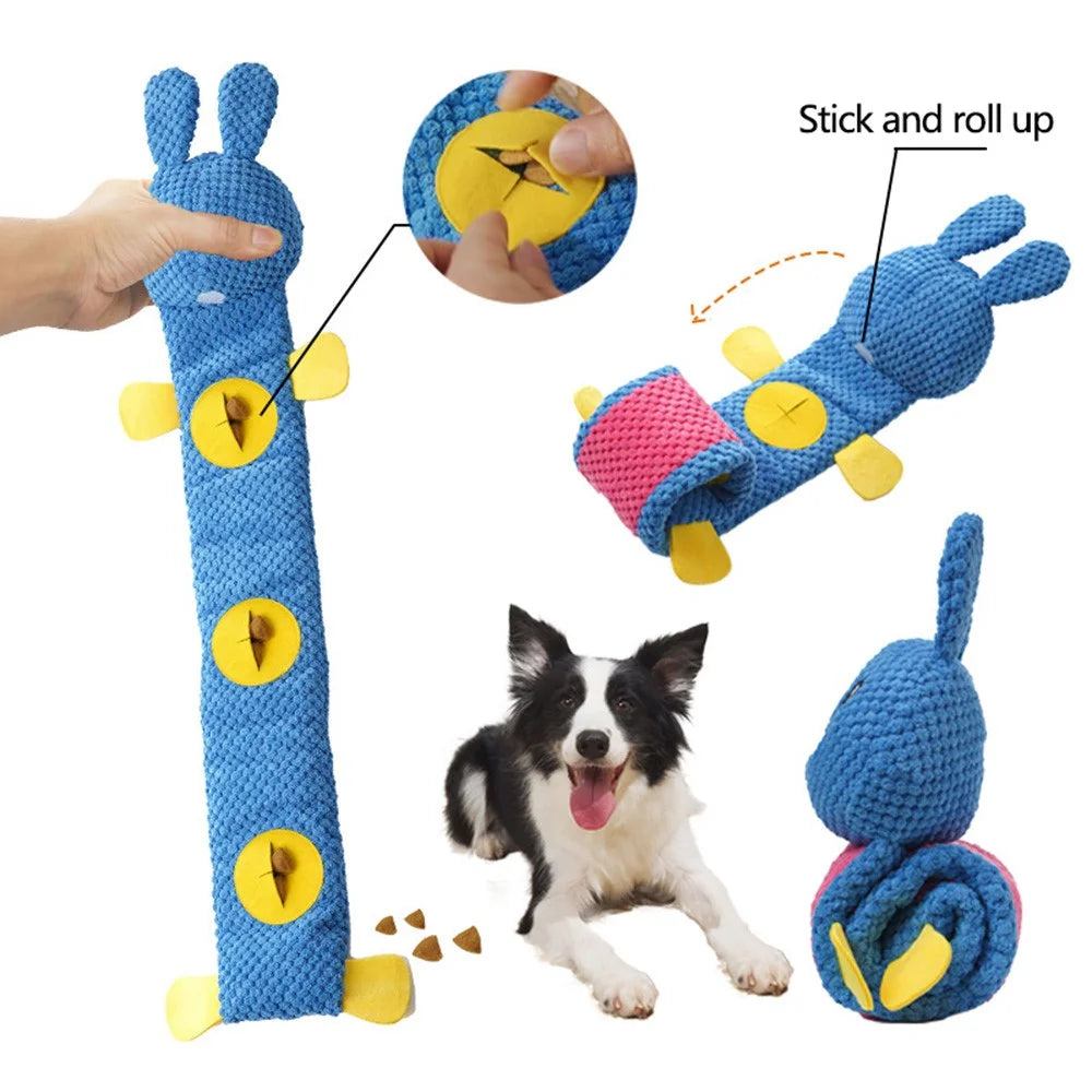 Rabbit Design Leaky Food Sniffing Dog Puzzle Plush Toy Chewing Cleaning Teeth Pet Squeak Toy ST - Blue - 3