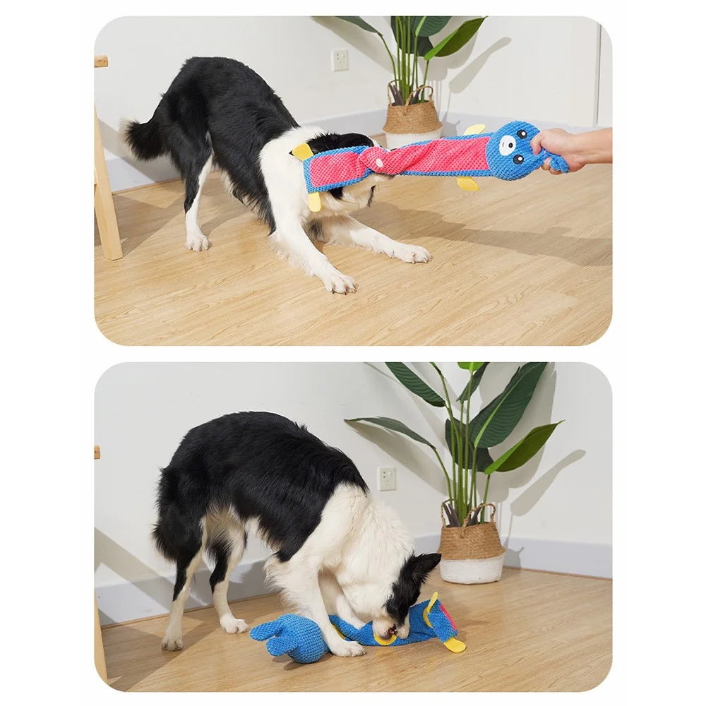 Rabbit Design Leaky Food Sniffing Dog Puzzle Plush Toy Chewing Cleaning Teeth Pet Squeak Toy ST - Blue - 7