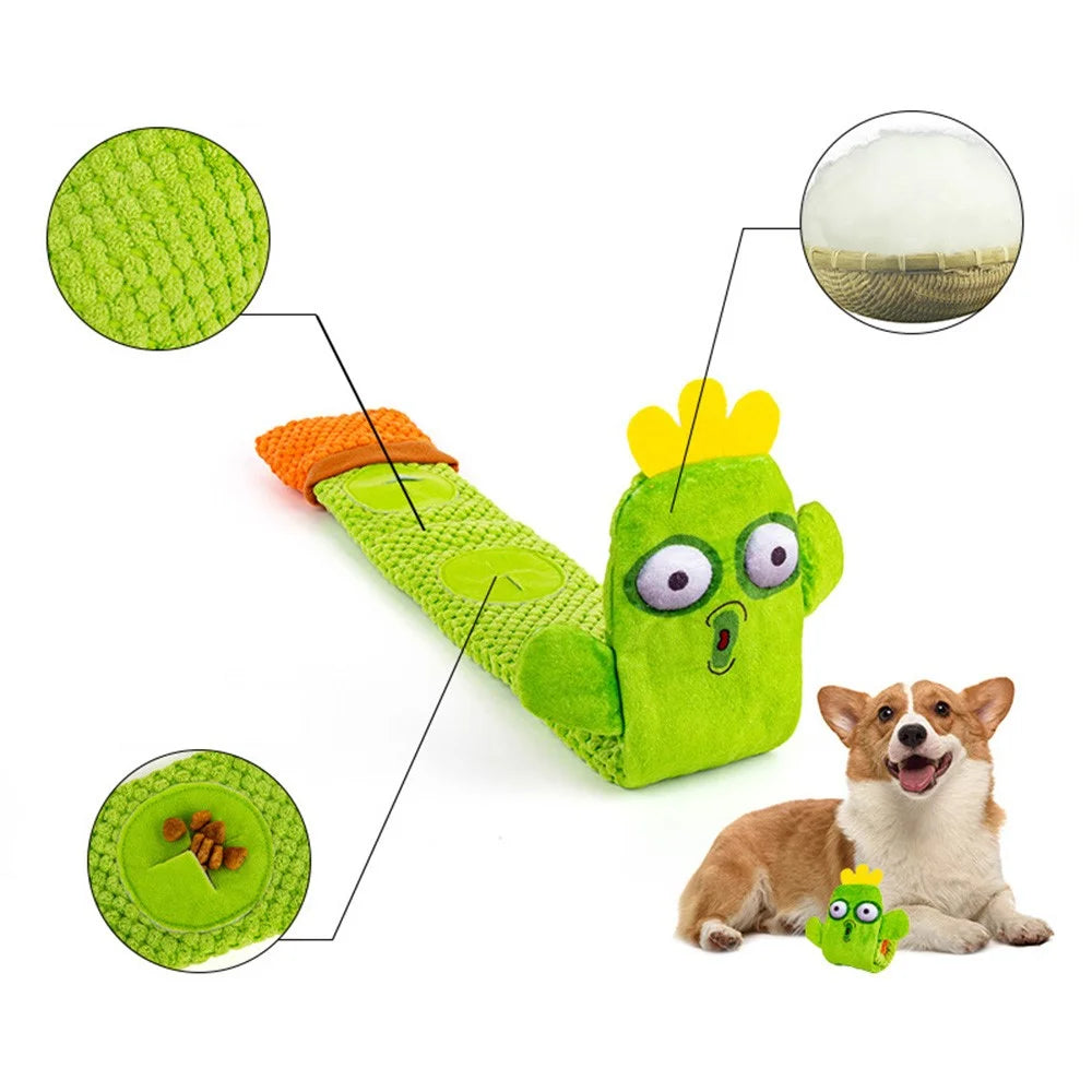 Cactus Style Squeaky Chew Dog Toy Food Sniffing Feeding Stress Relief Pet Supply ST - 4