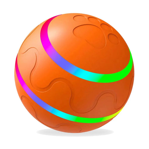 Bite Resistant Cat Dog Puppy Wicked Ball USB Rechargeable LED Light Electric Auto Pet Self-Playing Toy ST - Orange - 1
