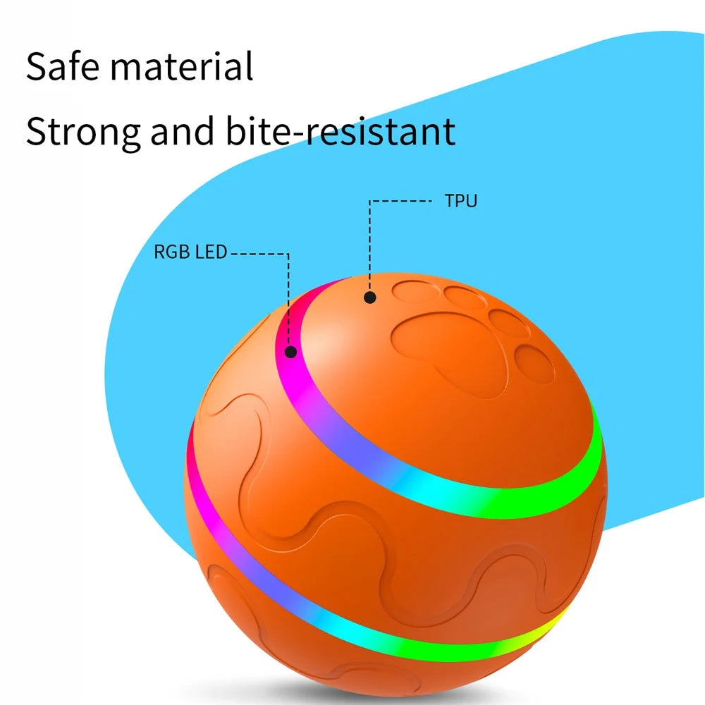 Bite Resistant Cat Dog Puppy Wicked Ball USB Rechargeable LED Light Electric Auto Pet Self-Playing Toy ST - Orange - 4