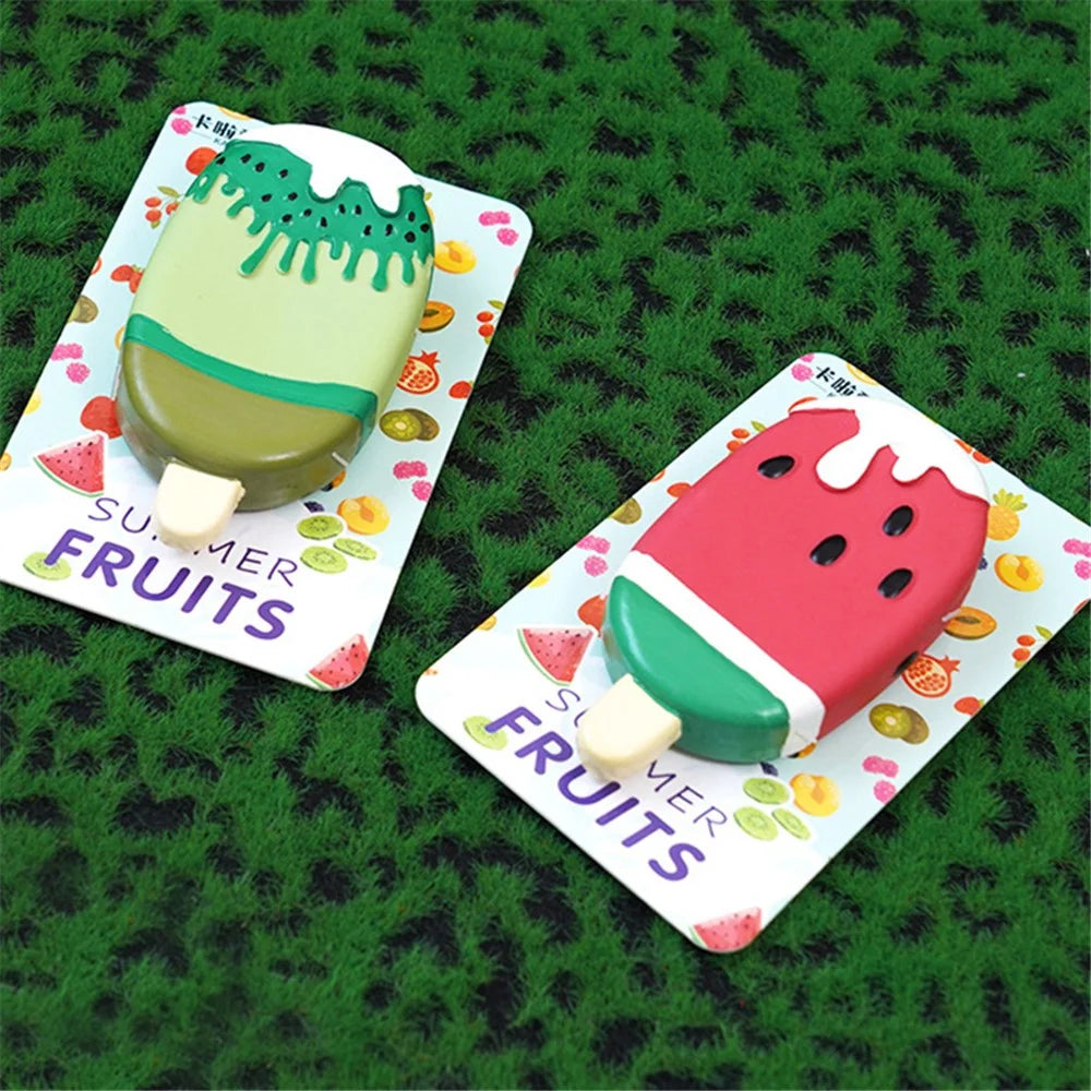 Latex Dog Cleaning Teeth Toy Fruit Ice Cream Shape Squeaker Sound Pet Chewing Toy ST - Watermelon - 3