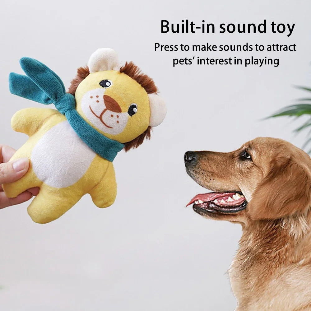 KARA PET 2Pcs / Set Dog Soft Plush Squeaky Sound Puppy Chew Toy Pet Molar Training Toy ST - Lion+Backpack - 3