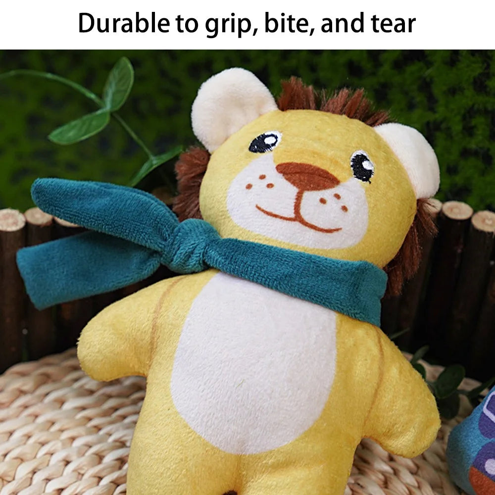 KARA PET 2Pcs / Set Dog Soft Plush Squeaky Sound Puppy Chew Toy Pet Molar Training Toy ST - Lion+Backpack - 4