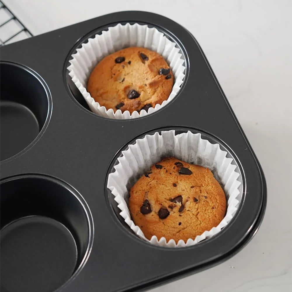 5Pcs Non-Stick Kitchen Bakeware Carbon Steel Baking Pizza Pan Cake Tray Set, Black (No FDA, BPA Free) - 5