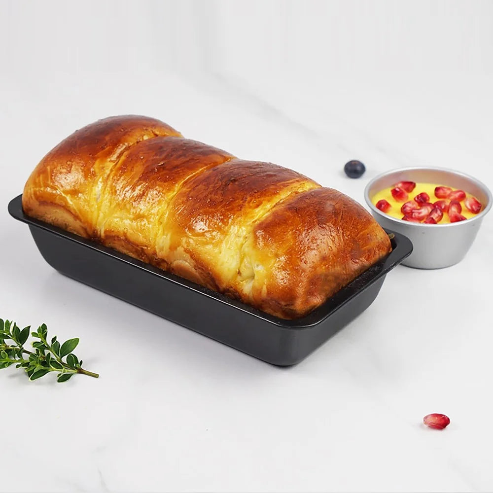 5Pcs Non-Stick Kitchen Bakeware Carbon Steel Baking Pizza Pan Cake Tray Set, Black (No FDA, BPA Free) - 7