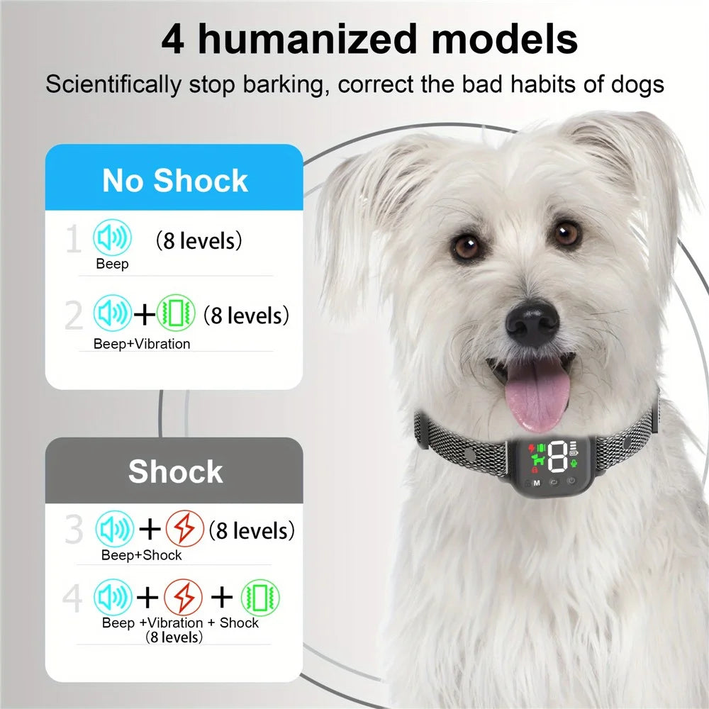 776 Pet Bark Control Collar Color Screen Dogs Shock / Vibration / Sound Auto Trainer Gift (CE FCC UN38.3 MSDS Certified) - Black - 6