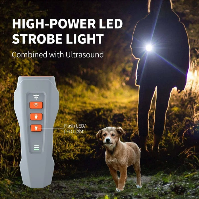Portable Ultrasonic Pet Gift Dog Anti Barking Device Rechargeable LED Flash Training Aid - Black+Orange - 5