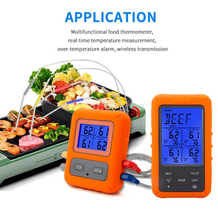 TS-TP40-A Digital Display BBQ Meat Probe 4 Channels Wireless Food Thermometer for Kitchen Cooking - 2
