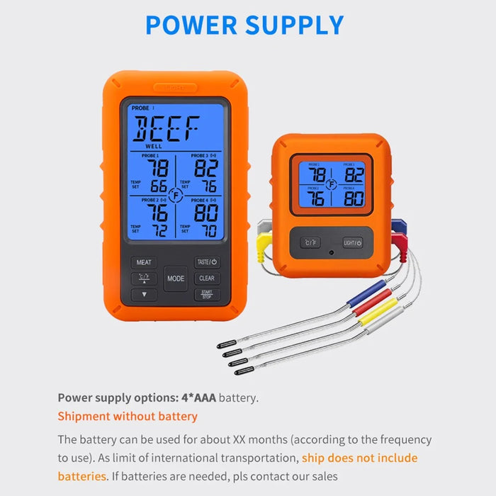 TS-TP40-A Digital Display BBQ Meat Probe 4 Channels Wireless Food Thermometer for Kitchen Cooking - 3