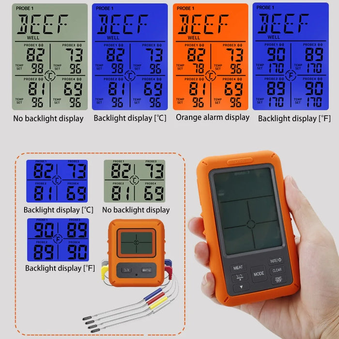 TS-TP40-A Digital Display BBQ Meat Probe 4 Channels Wireless Food Thermometer for Kitchen Cooking - 4
