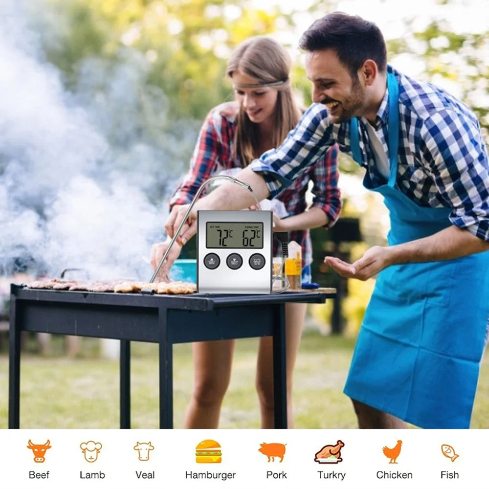TS-BN50 Digital Food Thermometer for BBQ Kitchen Cooking with Alarm Timer Temperature Gauge - 2