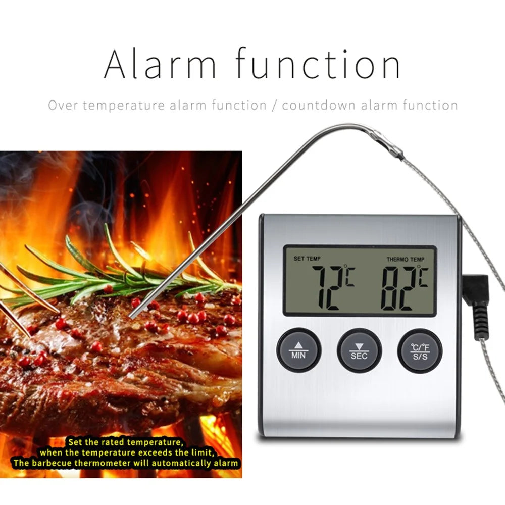 TS-BN50 Digital Food Thermometer for BBQ Kitchen Cooking with Alarm Timer Temperature Gauge - 5