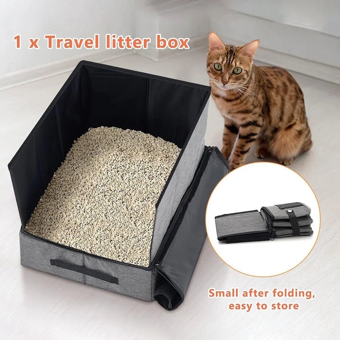 Waterproof 600D Oxford Fabric Foldable Cat Litter Box Portable Travel Pet Toilet Gift for Cats - 2