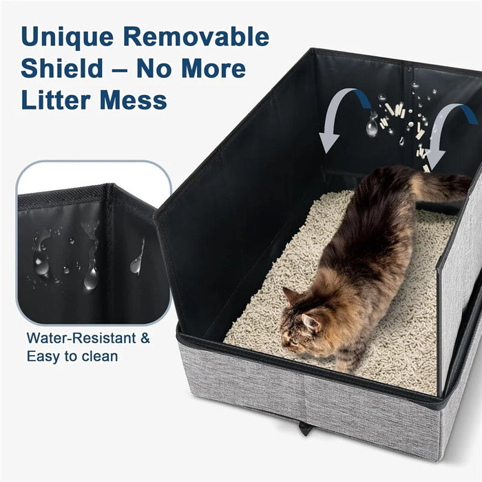 Waterproof 600D Oxford Fabric Foldable Cat Litter Box Portable Travel Pet Toilet Gift for Cats - 4