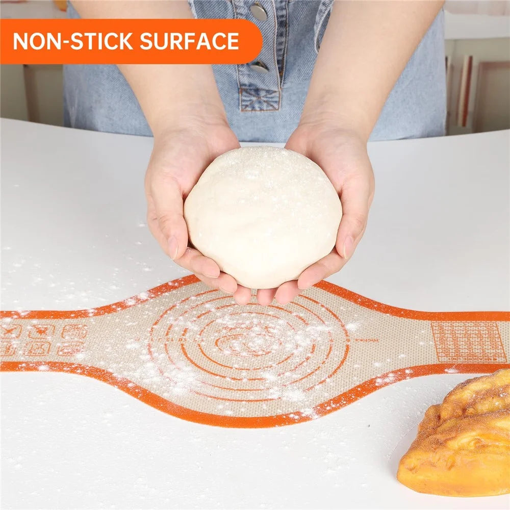 56 x 21cm Silicone Bread Sling Wider Non-Stick Silicone Bread Baking Mat for Sourdough, Dough Lifter Liner with Handles, FDA Certified - Orange - 2