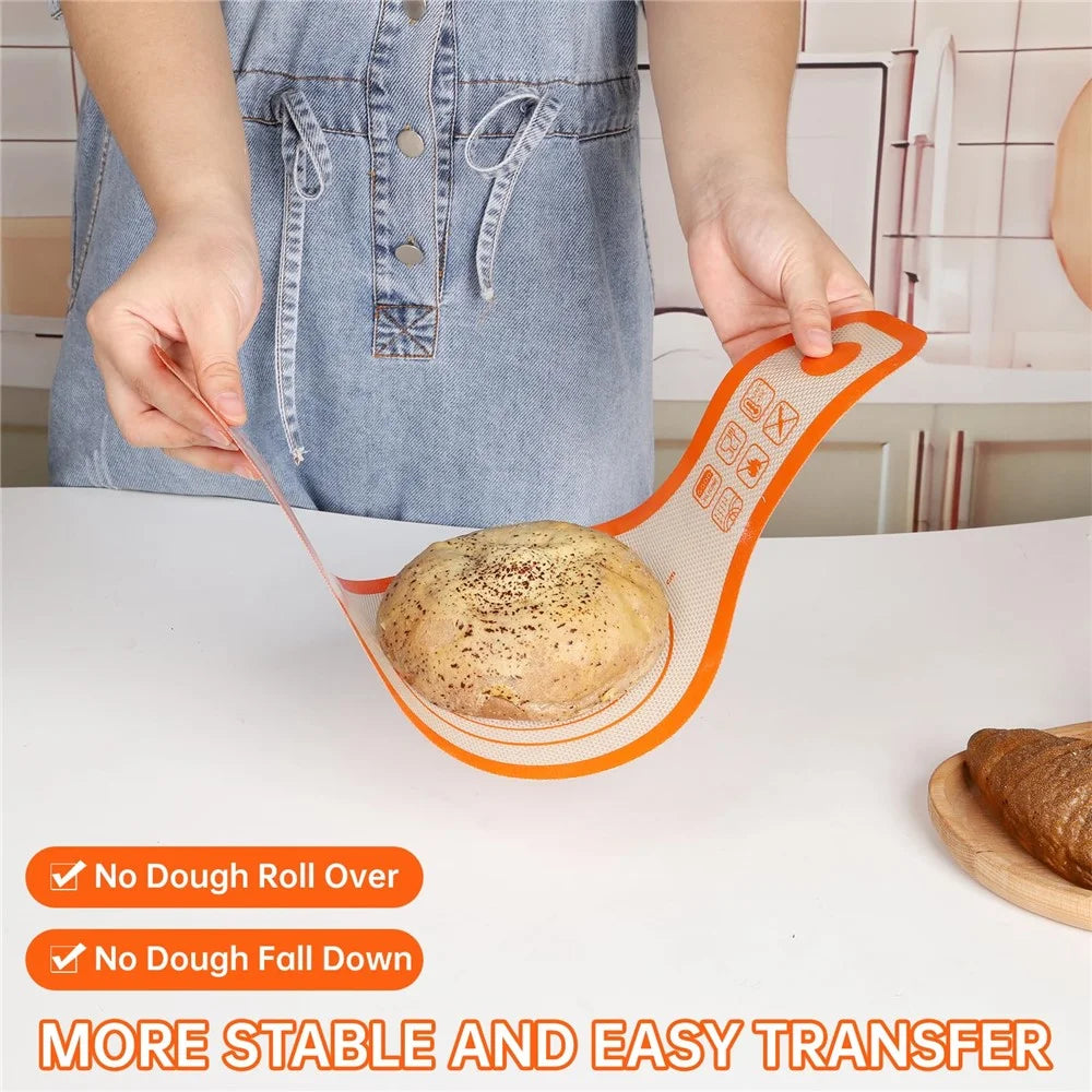 56 x 21cm Silicone Bread Sling Wider Non-Stick Silicone Bread Baking Mat for Sourdough, Dough Lifter Liner with Handles, FDA Certified - Orange - 4