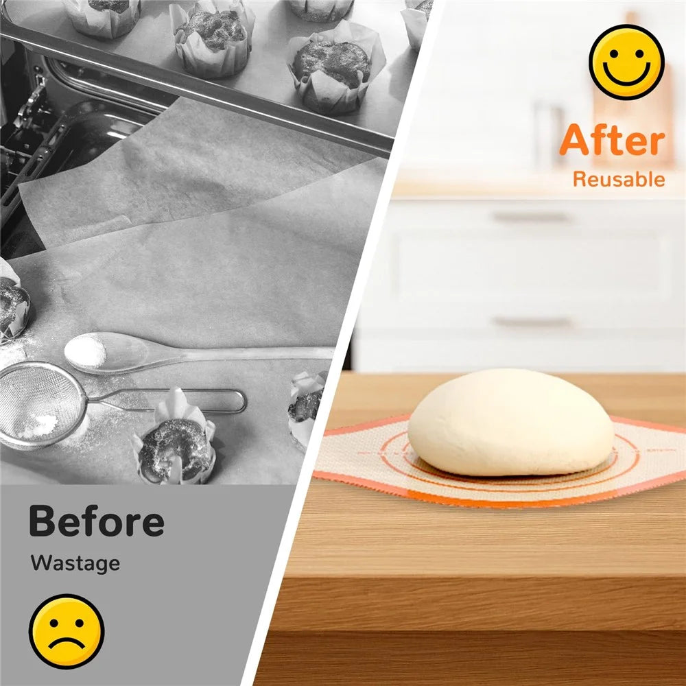 56 x 21cm Silicone Bread Sling Wider Non-Stick Silicone Bread Baking Mat for Sourdough, Dough Lifter Liner with Handles, FDA Certified - Orange - 6