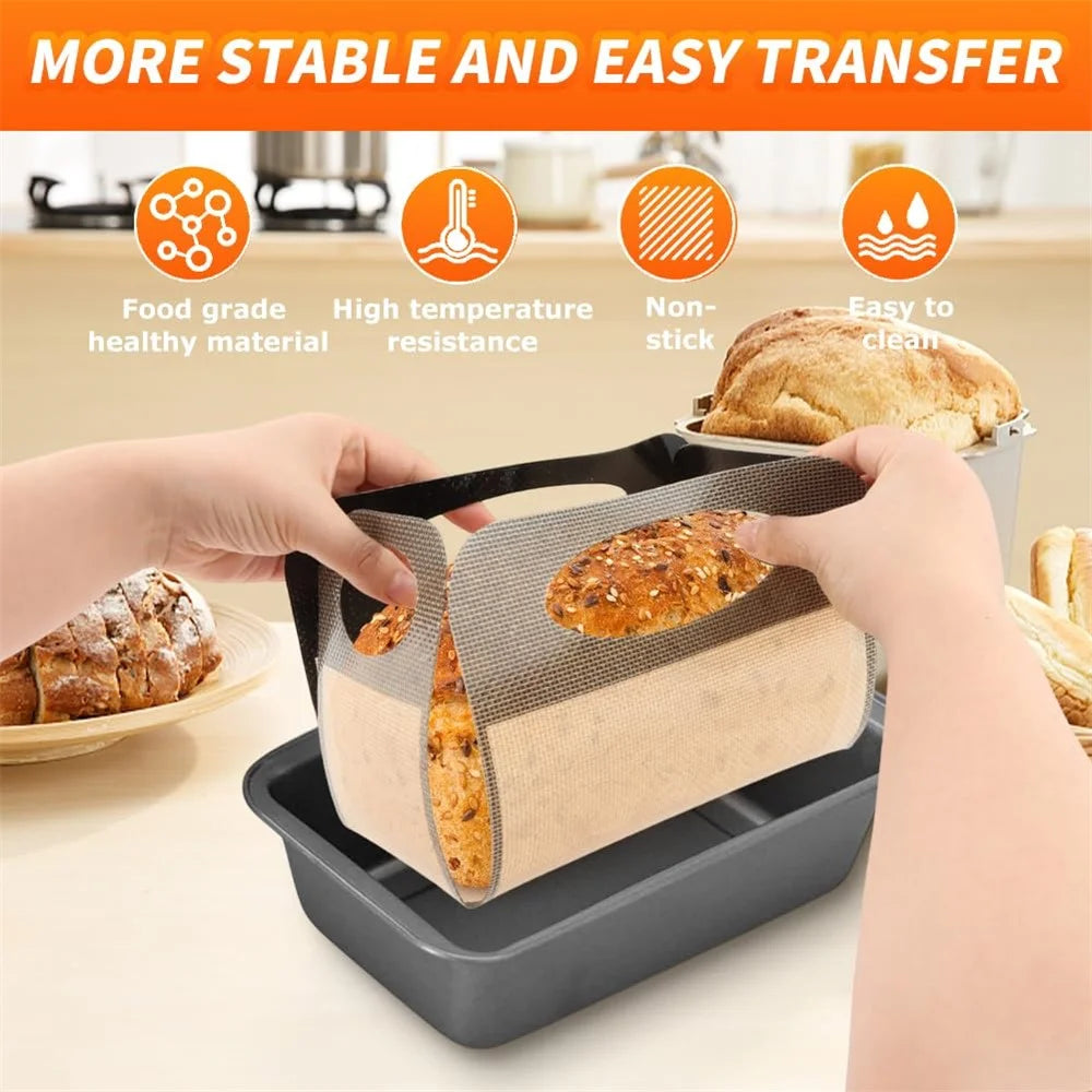 39 x 49cm Food Grade Loaf Pan Liner Reusable Bread Sling Lifter Non Stick Mat with 4 Handles (BPA Free, FDA Certified) - 2