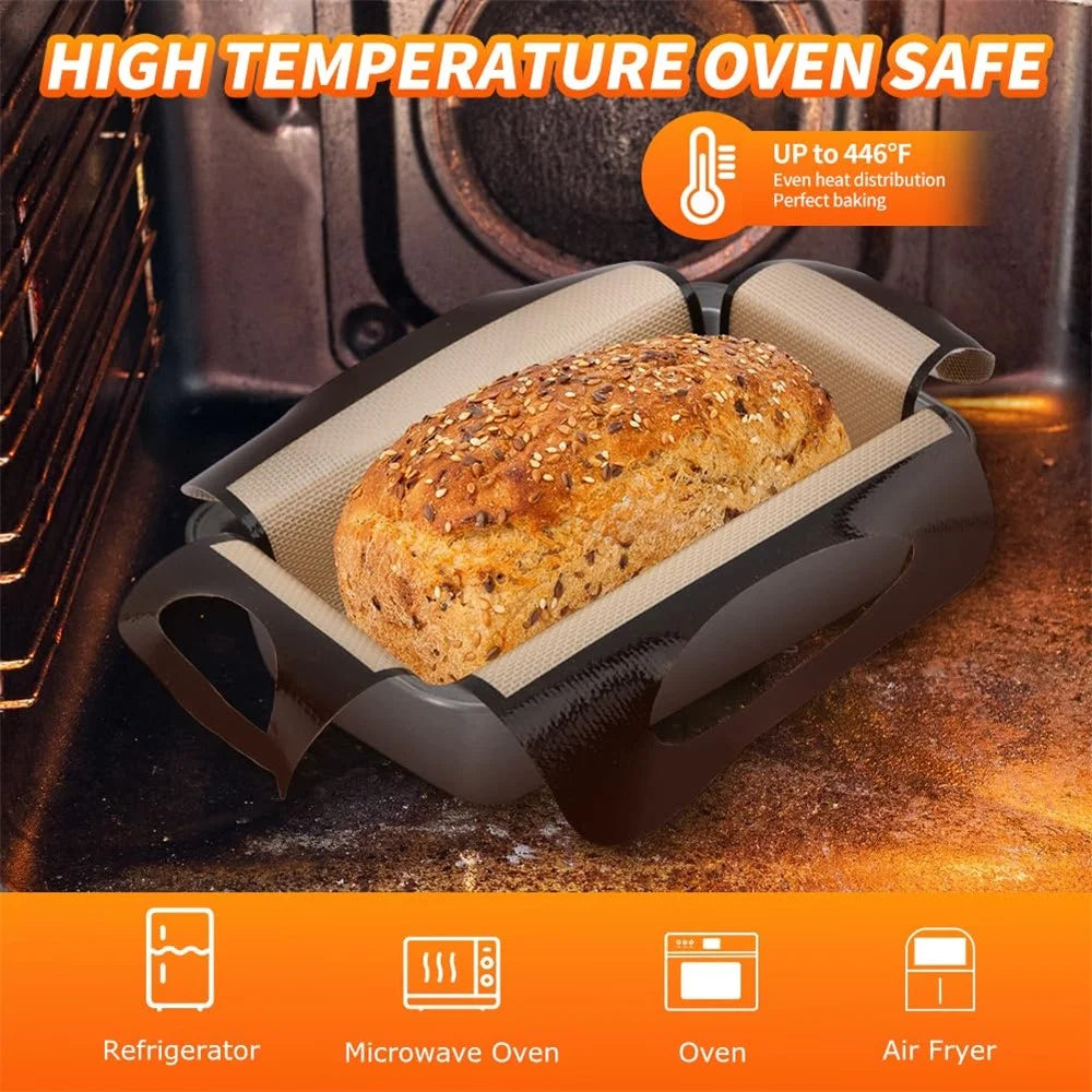 39 x 49cm Food Grade Loaf Pan Liner Reusable Bread Sling Lifter Non Stick Mat with 4 Handles (BPA Free, FDA Certified) - 3