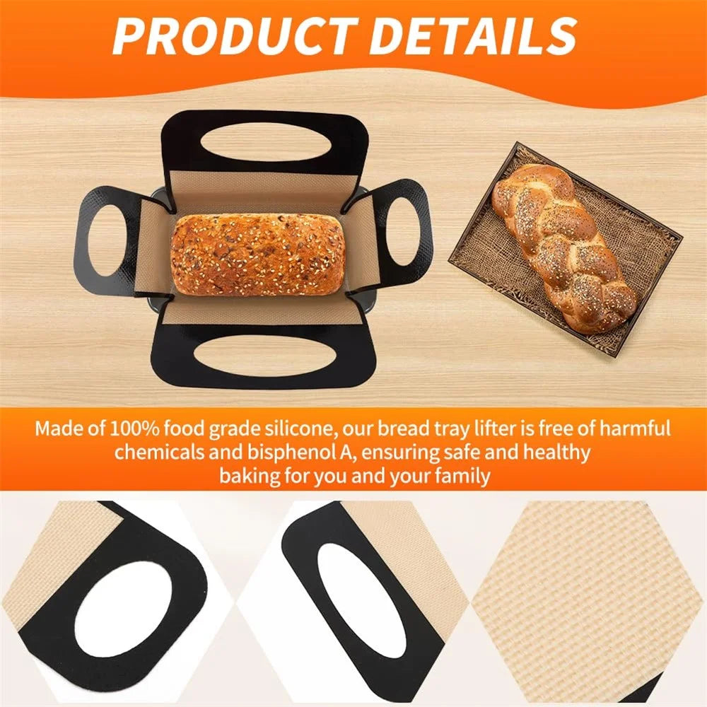 39 x 49cm Food Grade Loaf Pan Liner Reusable Bread Sling Lifter Non Stick Mat with 4 Handles (BPA Free, FDA Certified) - 5