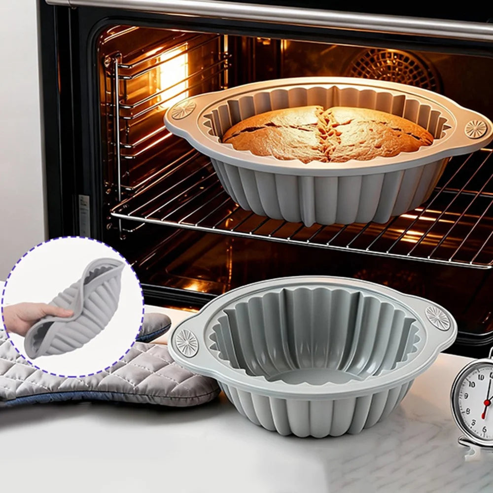 Large Silicone Cake Mold Heat Resistant Baking Pan Anti Scald Cooking Tray for Oven (No FDA) - 5