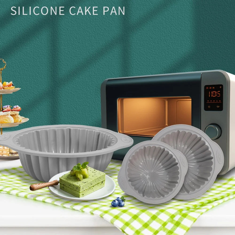 2Pcs Silicone Cake Mold Set (Large + Small) Heat Resistant Baking Pan Anti Scald Cooking Tray for Oven (No FDA) - 3