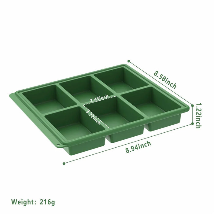 Silicone Baking Pan 6 Cavity Rectangular Cake Mold High Temperature Bread Mold (FDA Certificated) - Green - 7