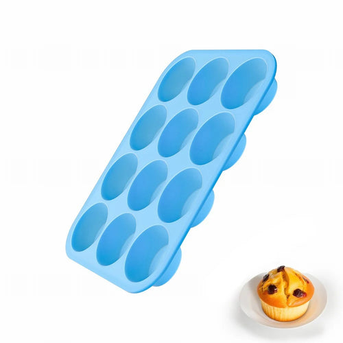 12 Cups Silicone Muffin Pan with Steel Frame Baking Mold for Cupcakes Muffins Puddings (FDA Certificated) - Blue - 1