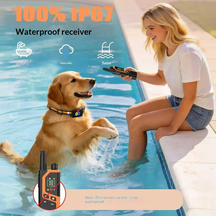 D710 Dog Training Collar 1000m Range Remote Control Anti Bark Electric Shock Vibration Collar for Pet Training - Orange - 3