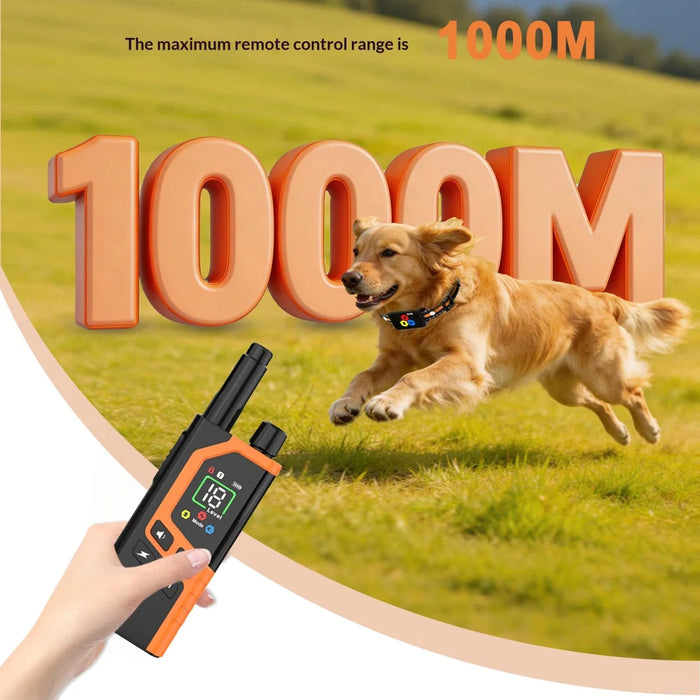 D710 Dog Training Collar 1000m Range Remote Control Anti Bark Electric Shock Vibration Collar for Pet Training - Orange - 4
